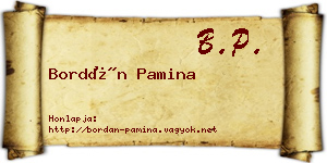 Bordán Pamina névjegykártya
